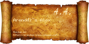 Arendás Alex névjegykártya